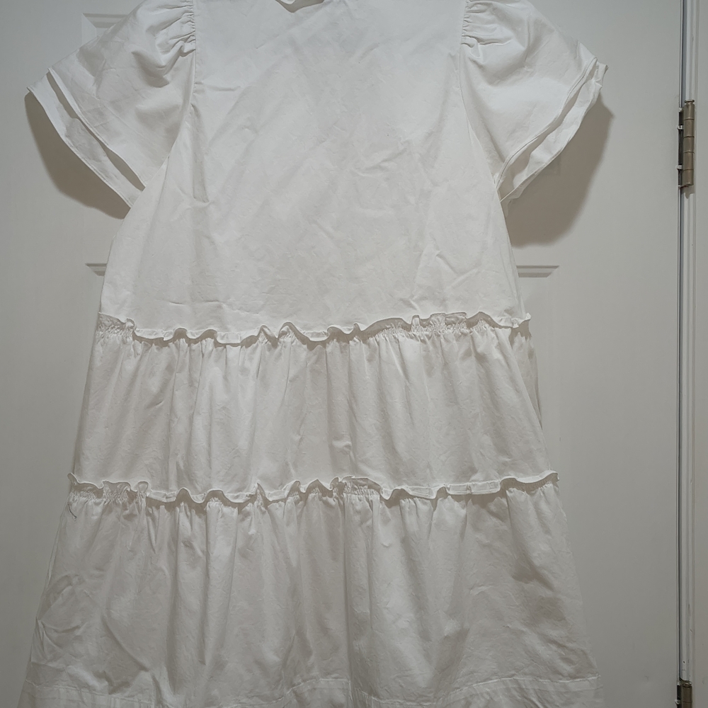 Crown & Ivy Boho Babydoll  Ruffle White Dress Size XL - Picture 3 of 6